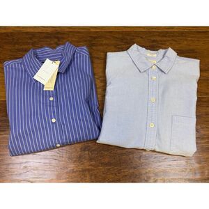 BUNDLE - TWO NWT BANANA REPUBLIC FACTORY, J. CREW FACTORY Button Up Shirts, Blue